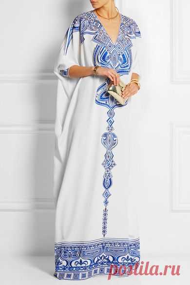 Emilio Pucci | Embroidered silk-cady kaftan | NET-A-PORTER.COM