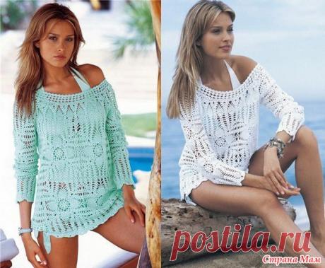 Пляжная туника квадратными мотивами - будем вязать онлайн? - Страна Мам