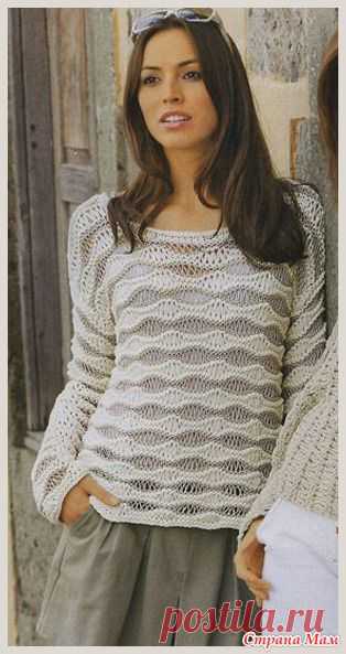 ПУЛОВЕР ИЗ УЗОРА СО СПУЩЕННЫМИ ПЕТЛЯМИ - Вязание - Страна Мам