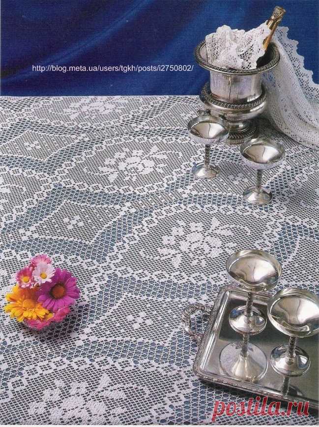 Блог "tgkh". Прямоугольная скатерть вязаная крючком МЕДАЛЬОНЫ ( филейное вязание ), Блог пользователя tgkh