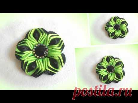 Цветы из лент, канзаши, МК  / DIY satin ribbon flower, kanzashi