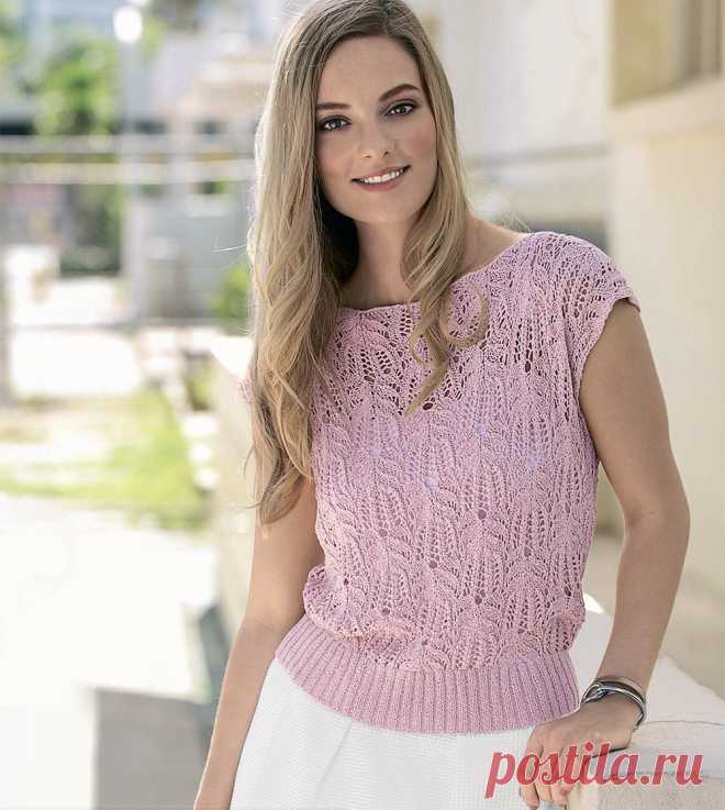 Розовый ажурный топ - схема вязания спицами. Вяжем Топы на Verena.ru