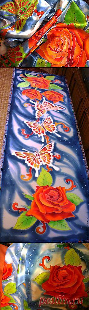 Воспоминание О Лете.(шарф)мастер-класс.холодный батик. - Ярмарка Мастеров - ручная работа, handmade