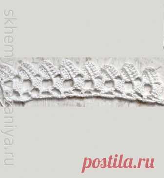 Узор крючком: кайма из столбиков с накидом "гребешки" | Схемы-Вязания.ру