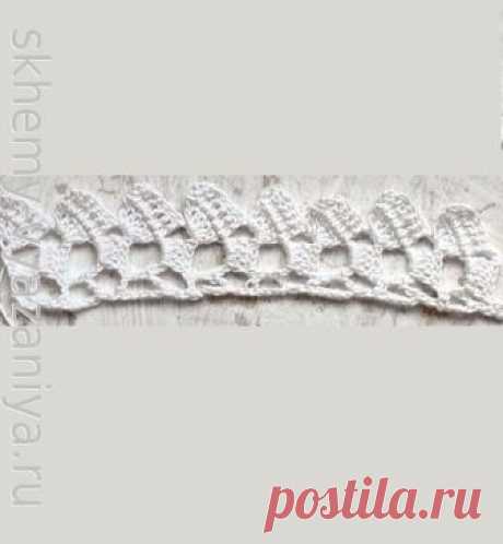 Узор крючком: кайма из столбиков с накидом &quot;гребешки&quot; | Схемы-Вязания.ру