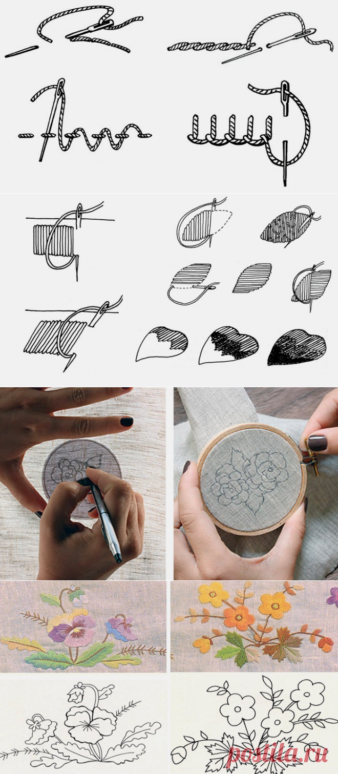 Вышивание гладью для начинающих: техника, схемы и пошаговые уроки