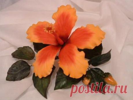 ЛЕПИМ ОЧЕНЬ КРАСИВЫЙ ЦВЕТОК - ГИБИСКУС. Подробный МАСТЕР-КЛАСС