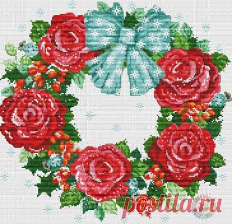 Зимний веночек. СХЕМА тут https://labhousehold.com/winter-wreath.html