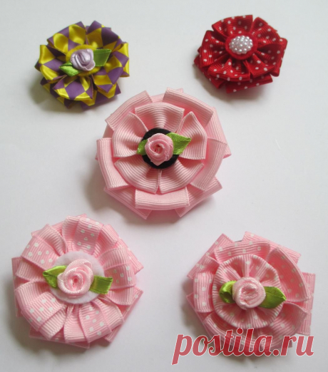 DIY Layered Ribbon Flower Hair Clips - Createsie