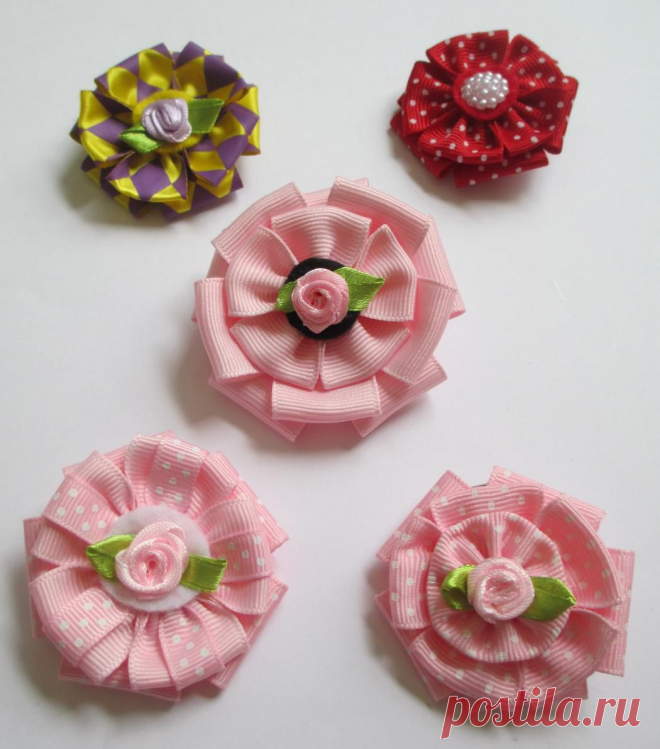 DIY Layered Ribbon Flower Hair Clips - Createsie