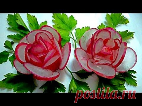 Цветы из редиса. Украшения из овощей. Decoration Of Vegetables - YouTube