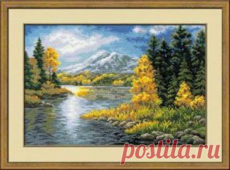 Фабрика Пряжи :: RIOLIS Сотвори сама (Пейзажи) :: №1235 &quot;Озеро в горах&quot;