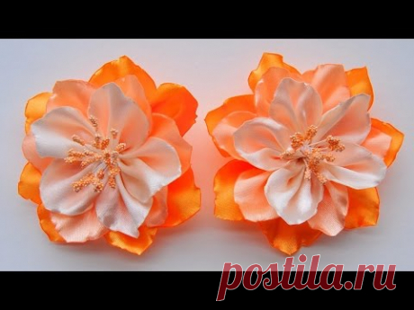 Цветы из лент своими руками / Ribbon Flower Tutorial / ✿ NataliDoma - YouTube