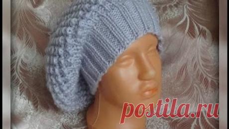 Берет спицами с узором КУКУРУЗКА