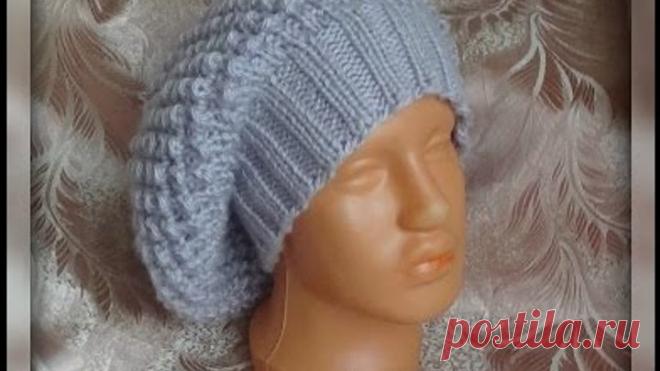 Берет спицами с узором КУКУРУЗКА