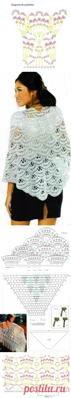 Шали и накидки с их бесплатными графиками, вязание крючком! - Блог Анны