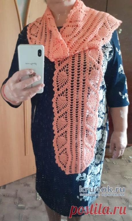 Простой ажурный шарф крючком. Работа Альбины Ваниной