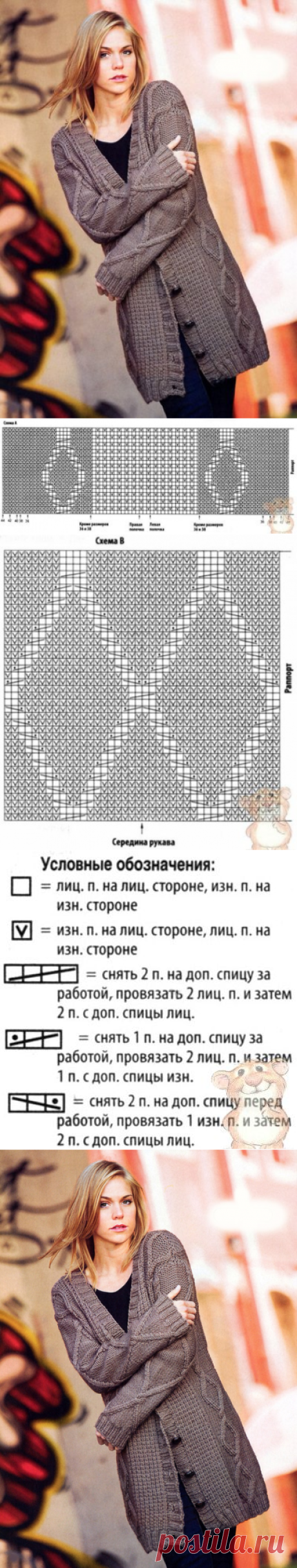 Кардиган с рельефным узором спицами » Мастерю - все своими руками