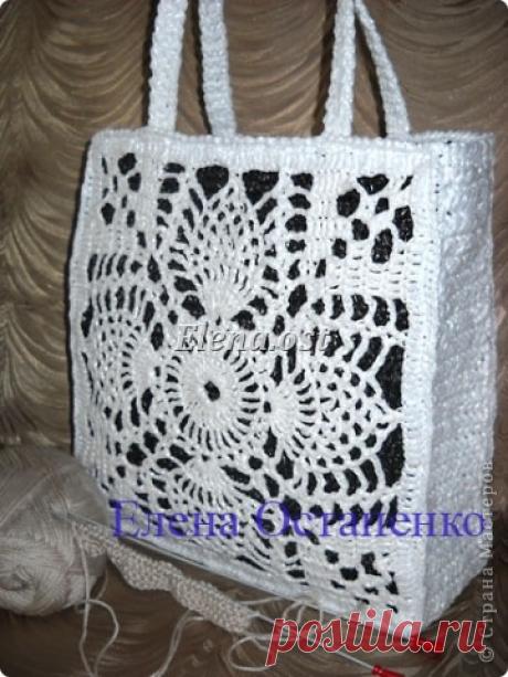 Сумка из полиэтиленовой пряжи. Вяжем из мусорных пакетов