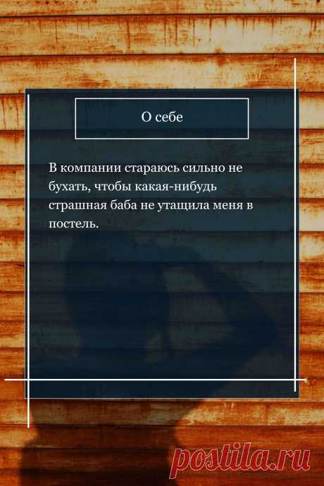 Цитата про «Себя» — В компании стараюсь сильно не бухать, чтобы…