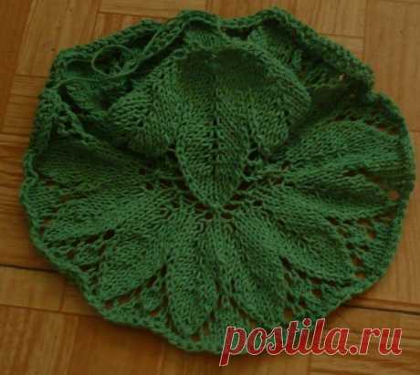 цветочный узор спицами, расширяющийся