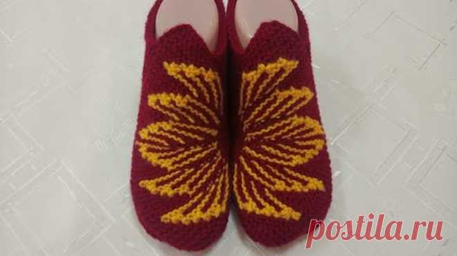 Плетени Терлици #119 (Knitted Slippers) (Тапочки спицами) (Patik) (Pantufas passo a passo)