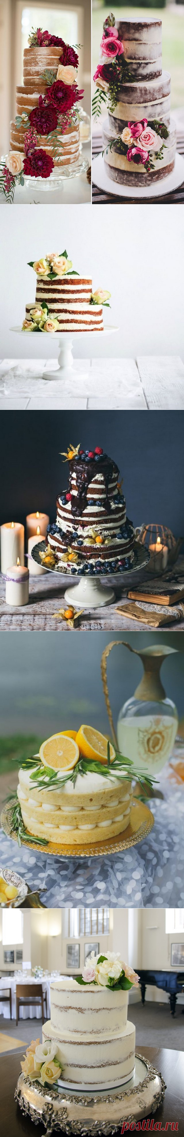 Самые красивые голые свадебные торты 2017 . Свадебный торт рустик с открытыми коржами на фото