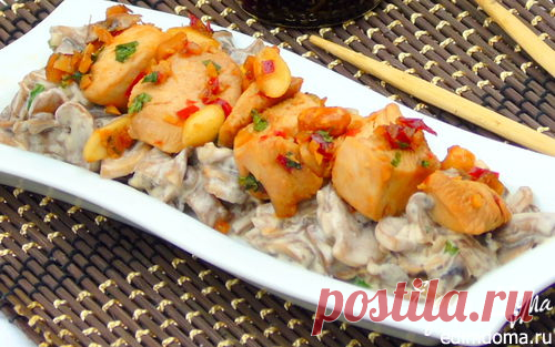 Карамелизированная курица на грибной подушке | Кулинарные рецепты от «Едим дома!»