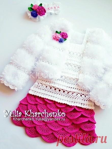 Комплект &#171;Розочка&#187; от Yulia Kharchenko | Вязание для девочек | Вязание спицами и крючком. Схемы вязания.