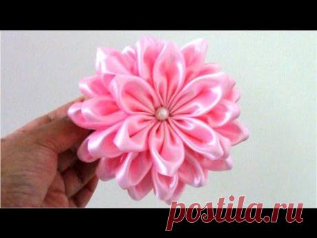 ▶ Flores Kanzashi de 36 pétalos en cintas para el cabello - YouTube