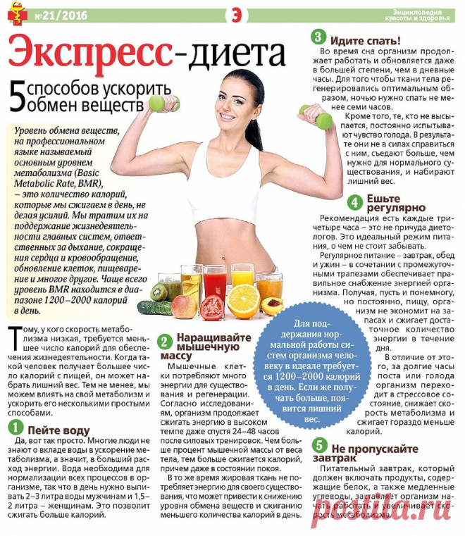 Экспресс-диета. 5 способов ускорить обмен веществ