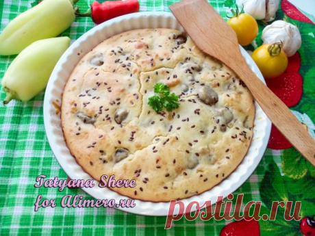 Ленивый заливной пирог с картошкой и грибами