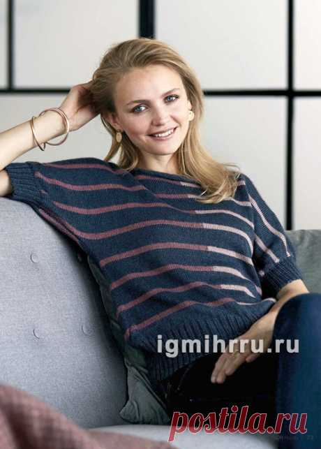 ПУЛОВЕР В ПОЛОСКУ С КОРОТКИМИ РУКАВАМИ «ЛЕТУЧАЯ МЫШЬ».