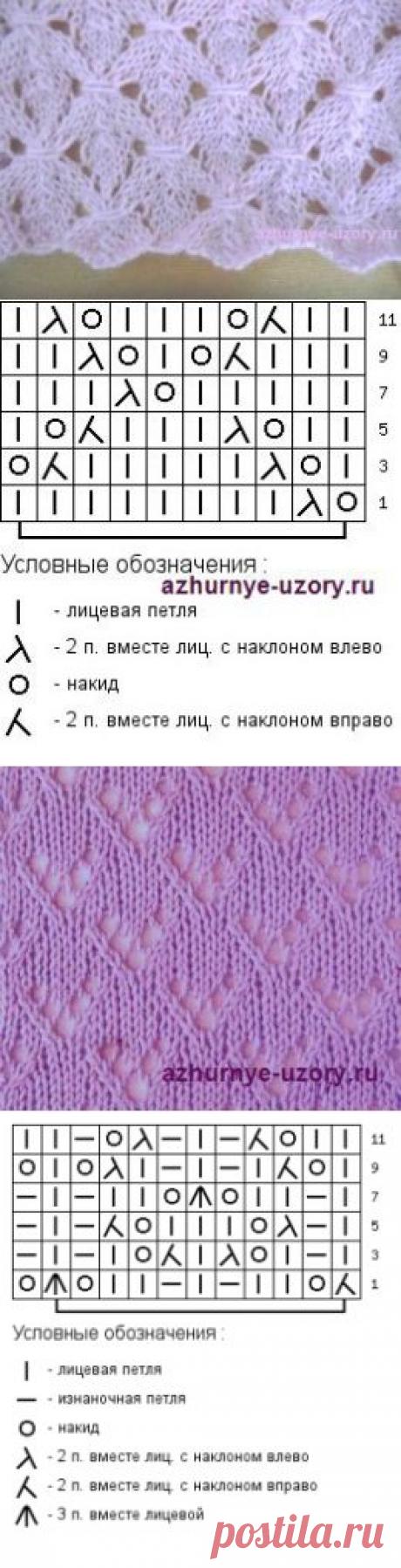 АЖУРНЫЕ УЗОРЫ СПИЦАМИ.