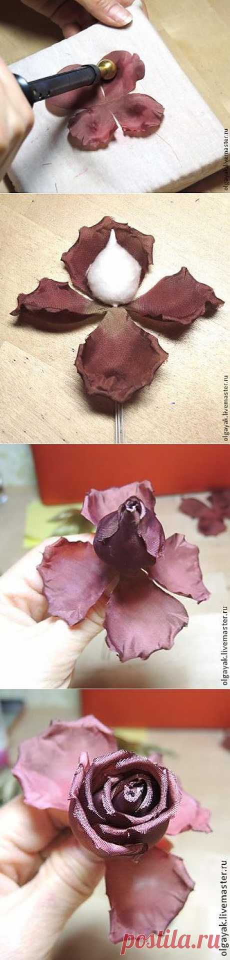 Простая эффектная роза из ткани. МК Ольги Якимовой (olgayak).