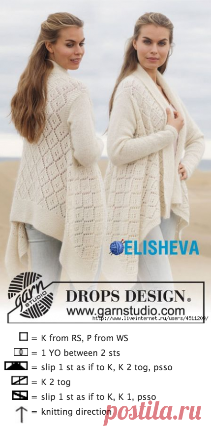 Оригинальный кардиган спицами.