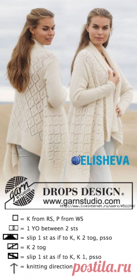 Оригинальный кардиган спицами.