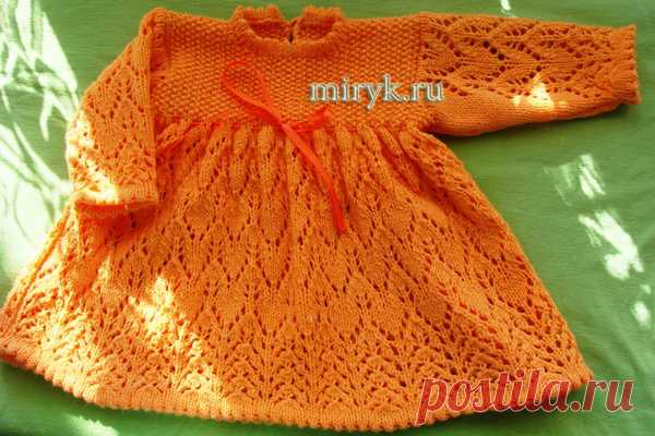 Красивое платьице для малышки спицами