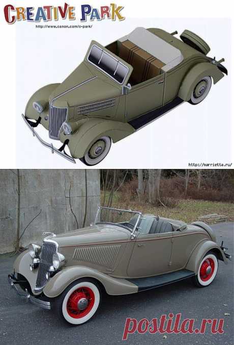 Форд Convertible Cabriolet из бумаги. Готовые шаблоны для распечатки.