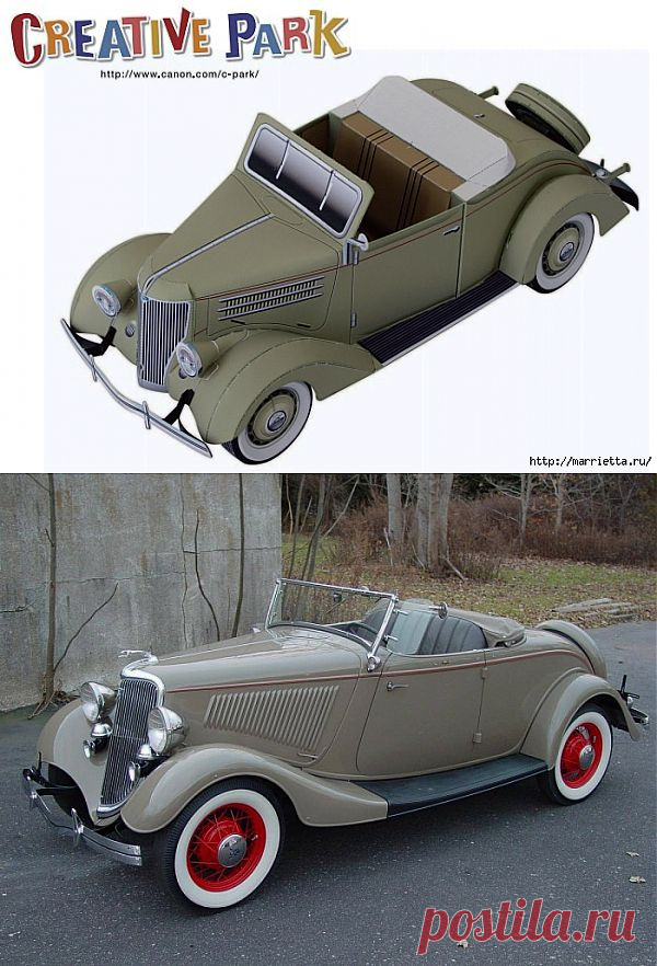 Форд Convertible Cabriolet из бумаги. Готовые шаблоны для распечатки.