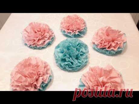 КАК СДЕЛАТЬ ЦВЕТЫ ИЗ САЛФЕТОК БЕЗ СТЕПЛЕРА .. HOW TO MAKE THE FLOWERS FROM TISSUES