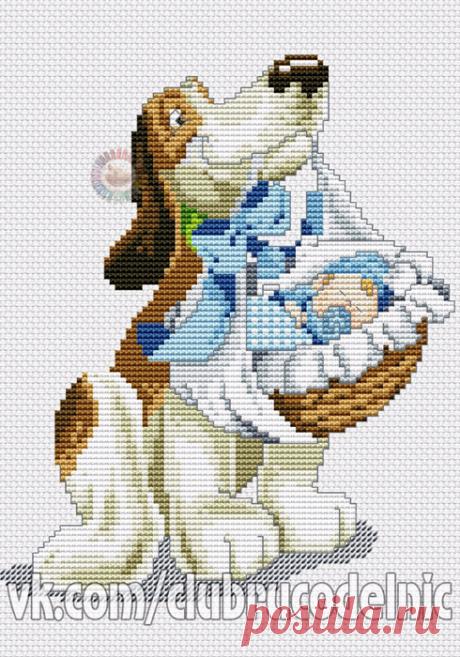 ДЕТСКАЯ ВЫШИВКА-Собака с младенцем