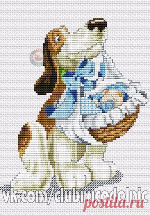 ДЕТСКАЯ ВЫШИВКА-Собака с младенцем