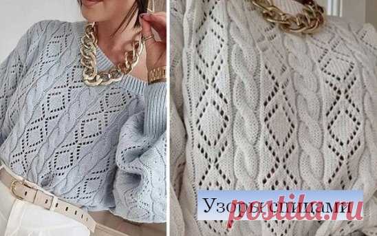 Узор (160) | Простой рисунок для пуловера
#комбинация_узоров
Простая комбинация вертикального ажура с косами, может выглядеть не хуже замысловатых узоров. Предполагаю, что многим такой вариант понравится.