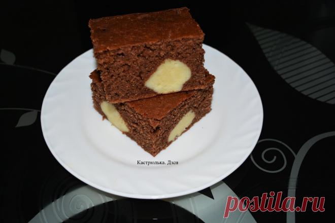 Шоколадный манник с творожной начинкой