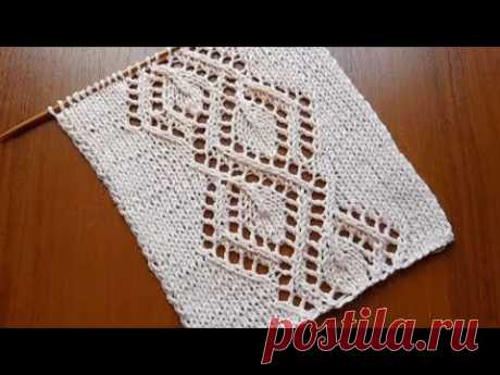Узор "Ажурный орнамент" спицами + схема. Knitting pattern "An openwork ornament" + scheme.