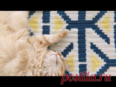 Мастер-класс ✨ Вязанный крючком геометрический коврик жаккардом без протяжек