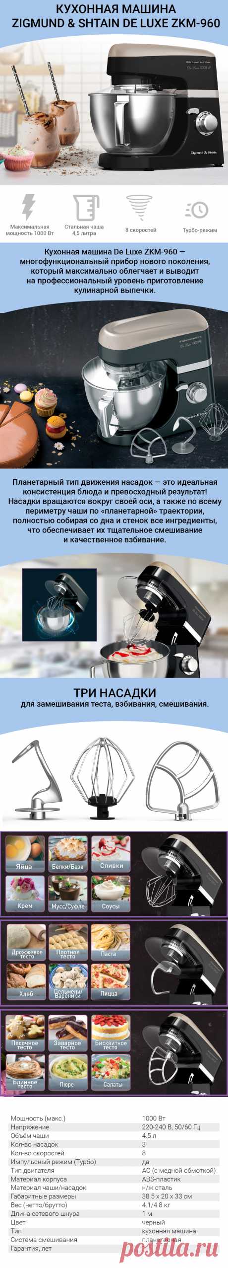 Кухонный комбайн Zigmund & Shtain De Luxe ZKM-960 — купить в официальном магазине по оптимальной цене