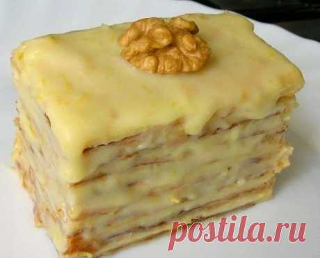 Лучшие кулинарные рецепты: Слоеное пирожное со сгущенкой