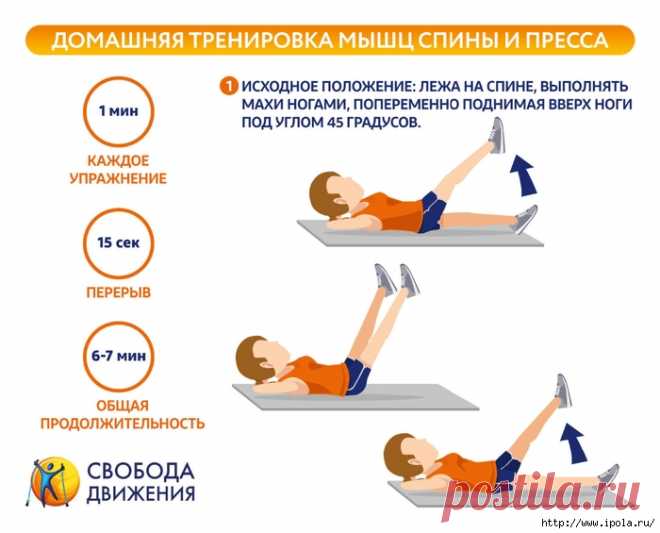 Домашняя тренировка для мышц спины и пресса